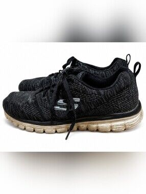 Skechers Memory Foam Black Knit Walking Shoes Women's Athletic Sneakers Comfort